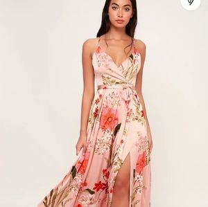 NWT Lulus Still the One Blush Pink Floral Satin